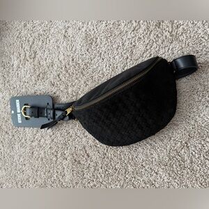 Steve Madden Black Woven Leather Belt Bag Fanny Pack NWT